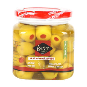 KATRE BİBERLİ YEŞİL ZEYTİN 330 gr KARE PET ЗЕЛЁНЫЕ ОЛИВКИ С ПЕРЦЕМ 330 гр PET *12 шт