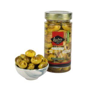 KATRE IZGARA YEŞİL ZEYTİN 260 gr CAM ЗЕЛЁНЫЕ ОЛИВКИ НА ГРИЛЕ 260 гр *12 шт